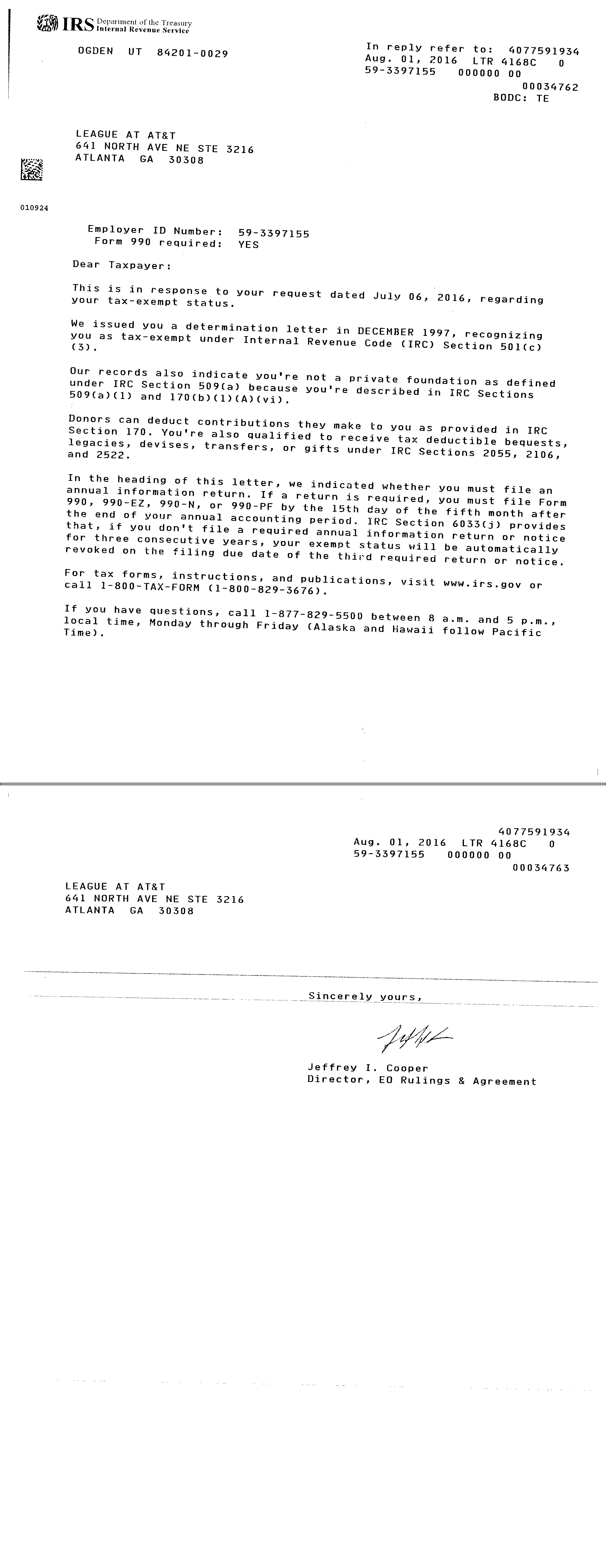 501c3 Determination Letter